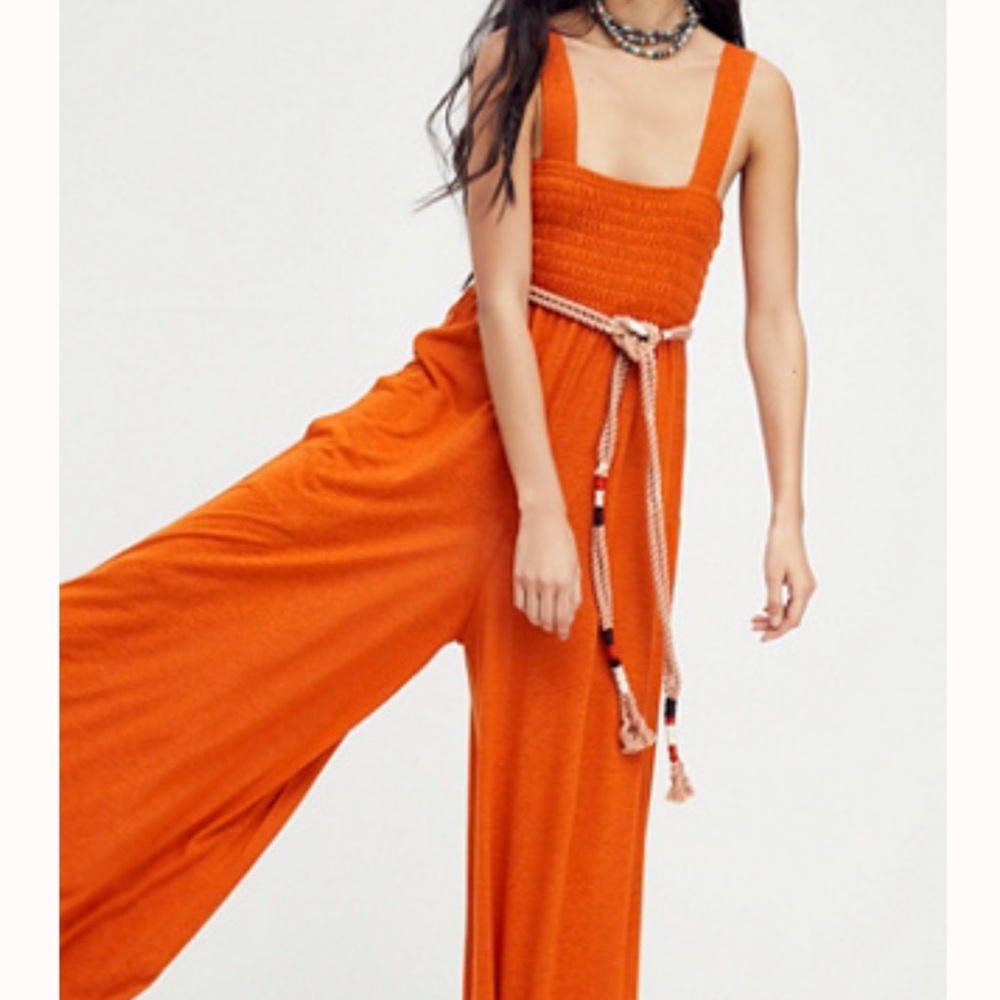 Free People Homecoming Jumper in Backroad Orange